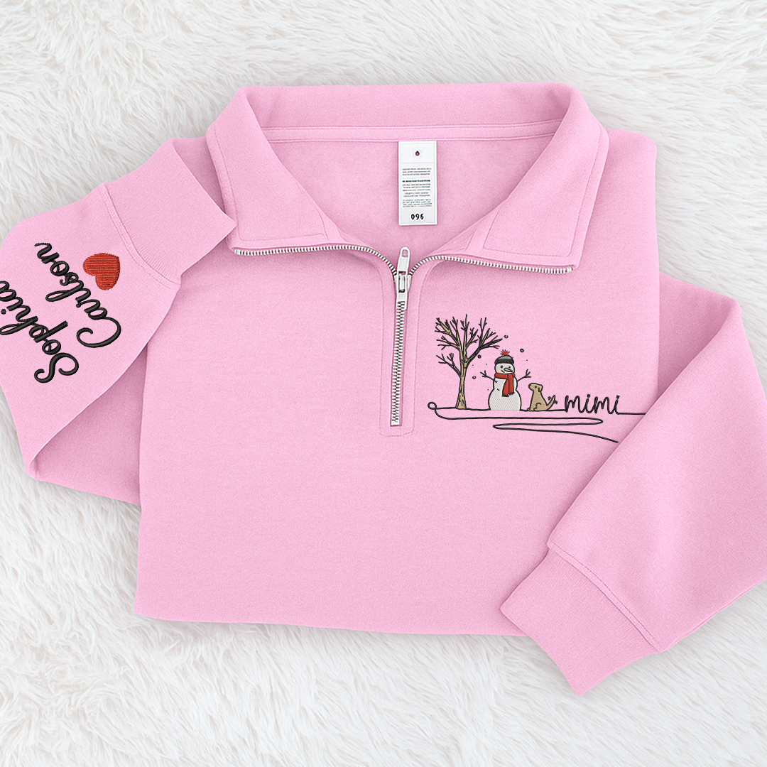 Personalized Hand Embroidered Mimi Snowman Sweater For Gift Grandma And Kids