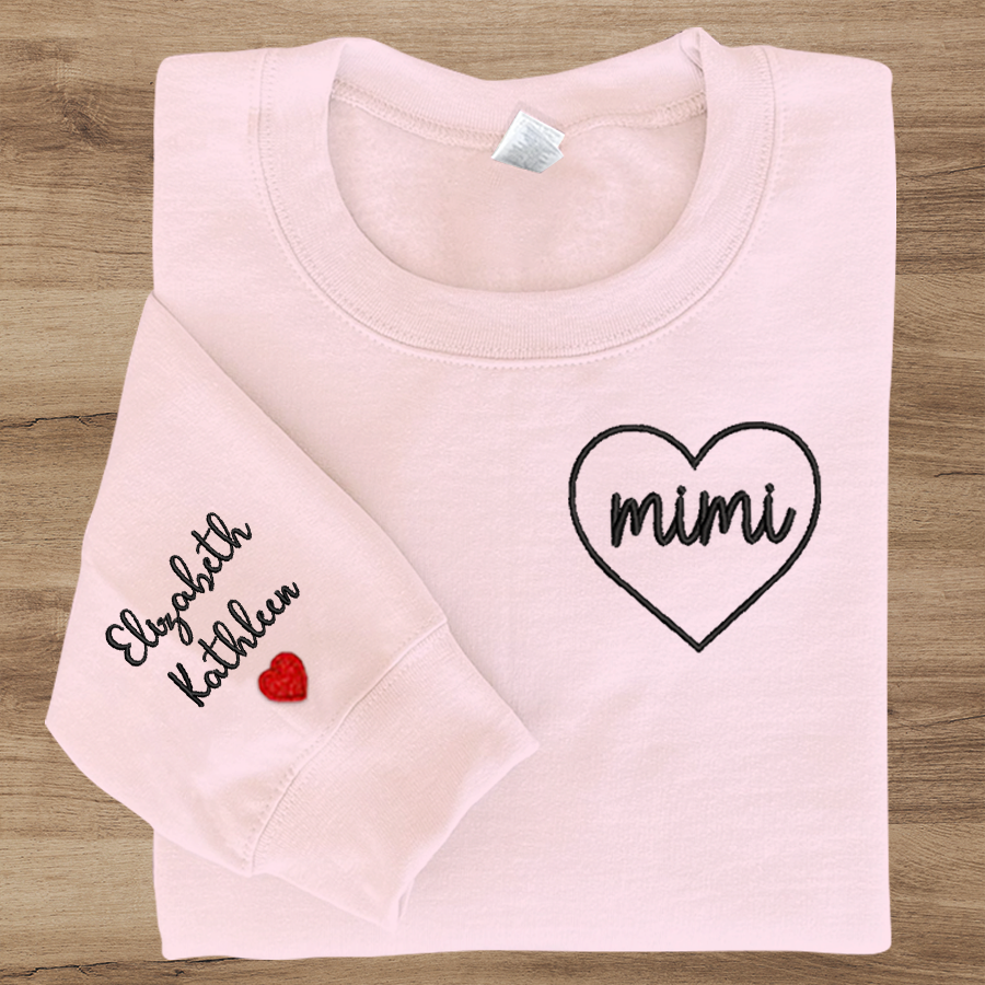 Mimi Embroidered Sweatshirt, Custom Mimi And Kids, Grandma Gift TH Sweatshirt