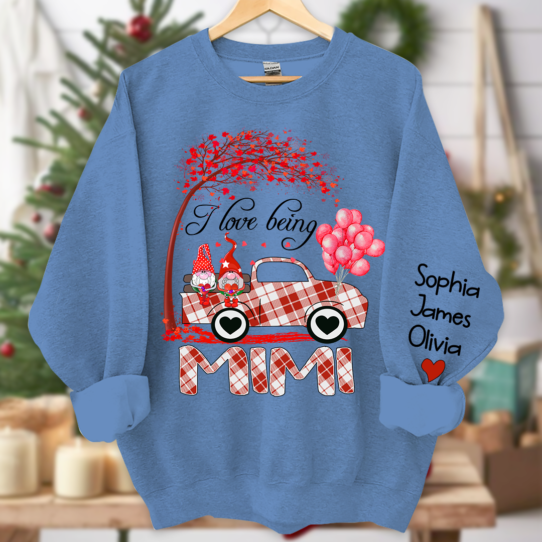 Personalized I Love Being Mimi Winter Truck, Gifts For Grandma Sweatshirt