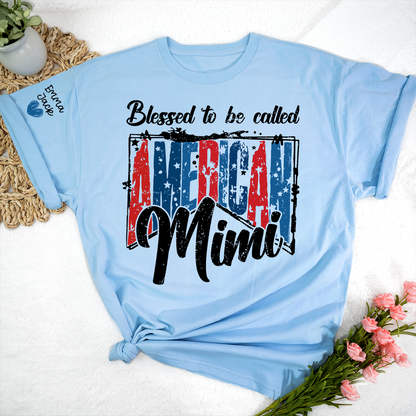 Blessed to Be Called Mimi Shirt, Personalized Mimi T-Shirt with Custom Names and Patriotic Design