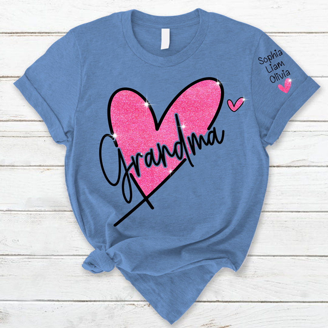 Glitter Heart Custom Grandma And Kids LTP01