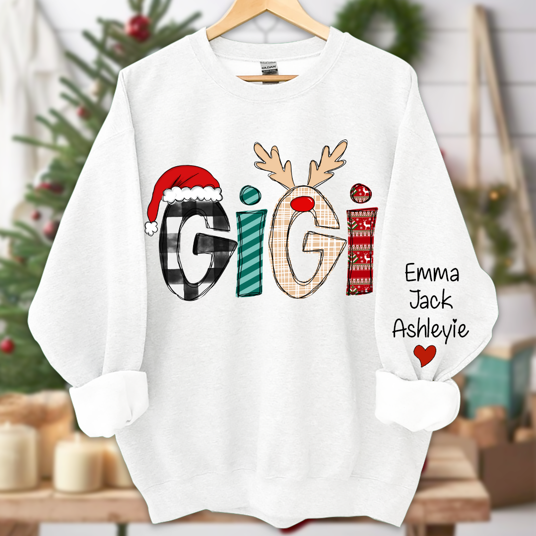Gigi Grandkids Names  Chrismast Sweatshirt