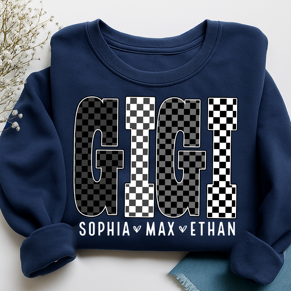 Black White Design, Custom Gift For Gigi And Her Grandchildren