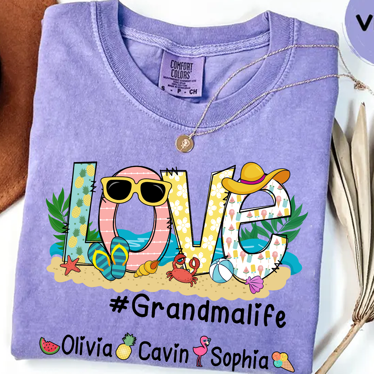 Comfort Colors® Love Grandma Life Beach T-Shirt, Gift For Grandma T-Shirt