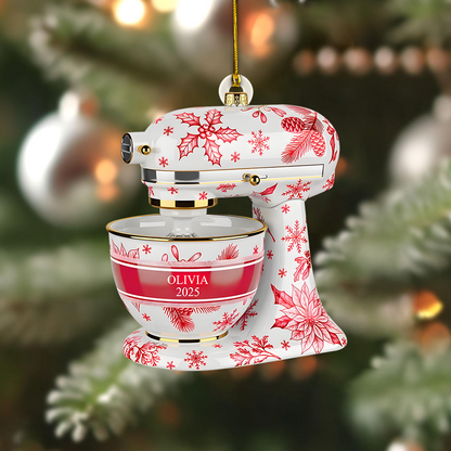 Personalized Mixer Ornament 2025 – Custom Name Baking Mixer Christmas Ornament Gift for Bakers & Chefs Ornament