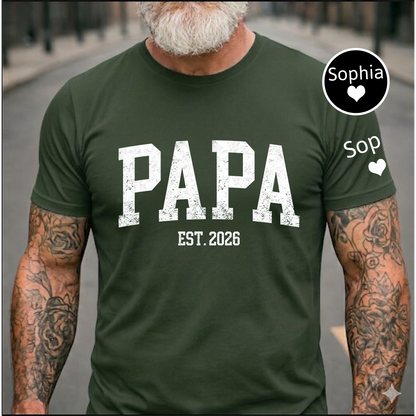 Papa T-Shirt – Personalized Name Custom Gift for Father Birthday Fathers Day