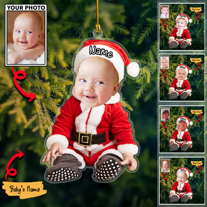 Custom Baby Photo Ornaments with Names, Personalized Christmas Ornaments