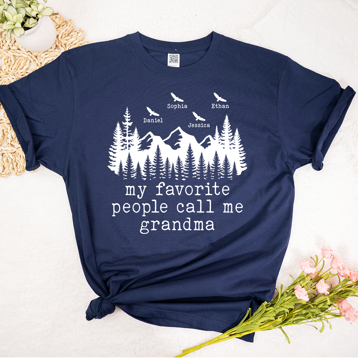 My Favorite People Call Me Grandma Shirt, Personalized Grandma Tee with Names, Rustic Mountain Family Shirt