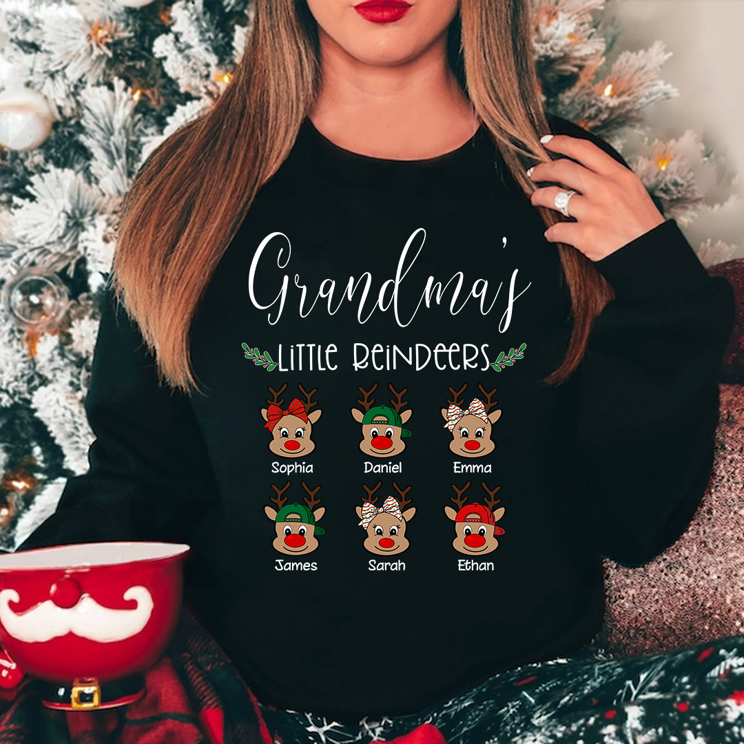 Comfort Colors® Personalized Mimi’s Little Reindeers Christmas Sweatshirt With Grandkids Names