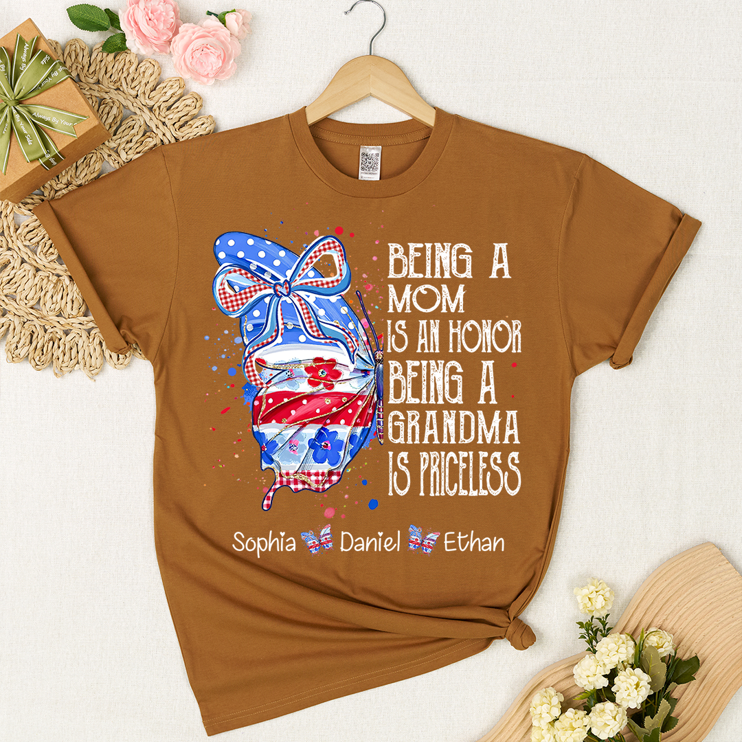 Custom Lovely Butterfly Bow Design With The American Flag, A Personalized Gift For Mom On Independence Day, July 4th