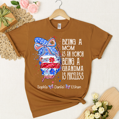 Custom Lovely Butterfly Bow Design With The American Flag, A Personalized Gift For Mom On Independence Day, July 4th