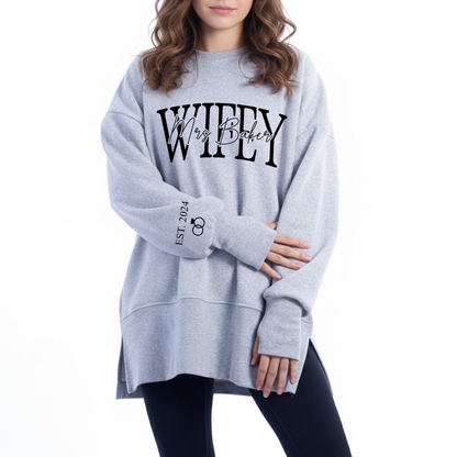 Personalized Wifey Oversized Sweatshirt – Custom Mrs Name & Est. Year