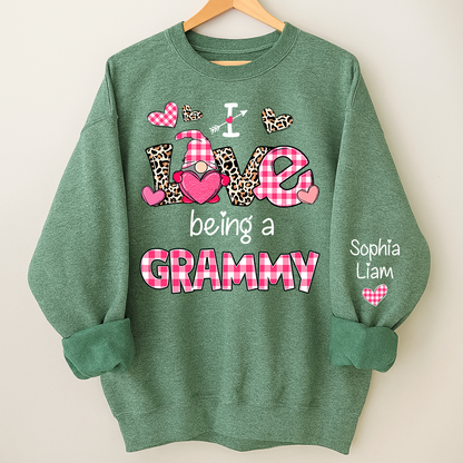 Personalized I Love Being a Grammy Sweatshirt with Children Names, Valentine Inspired Family Clothing