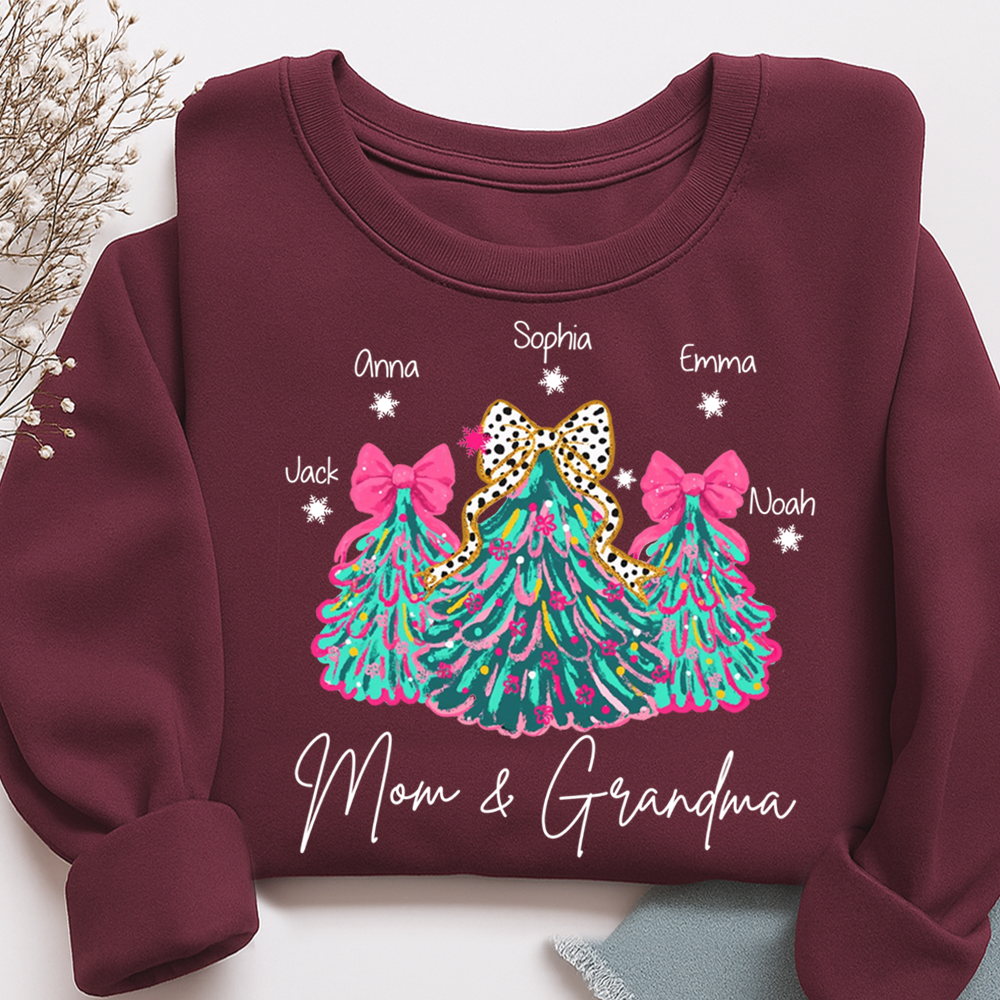 Personalized Mom & Grandma Tree Christmas Sweatshirt, Customized Gifts for Grandma and Kids