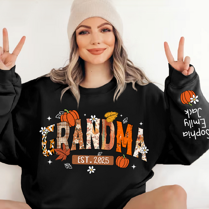 Custom Grandma Pumkin Sweatshirt, Personalized For Grandma And Kids