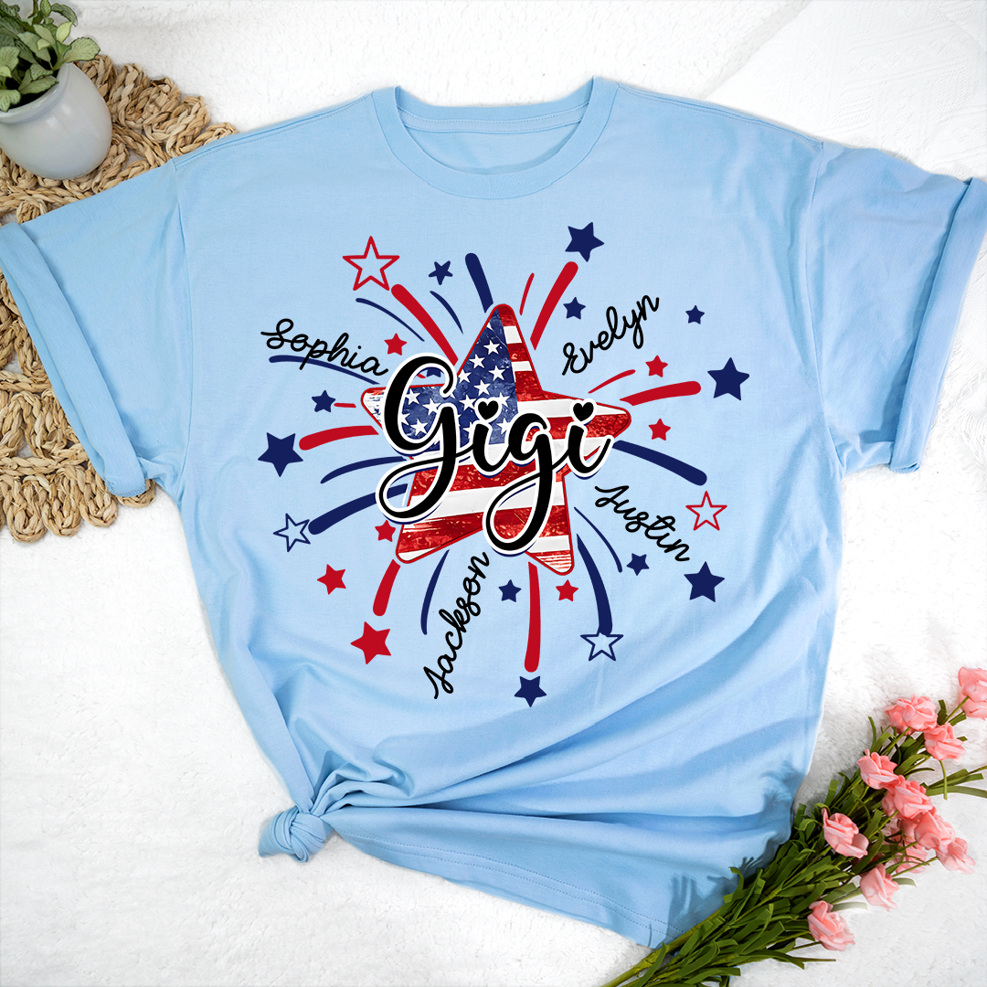 Personalized 4th Of July Grandma, Star Firework For Gift Grandma with Kid Names
