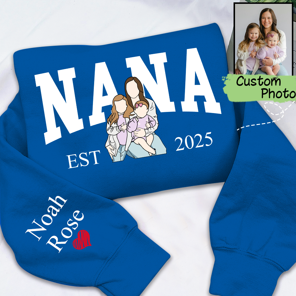 Personalized Custom Photo Portrait, Giver Custom Nana And Kids For Family Gift