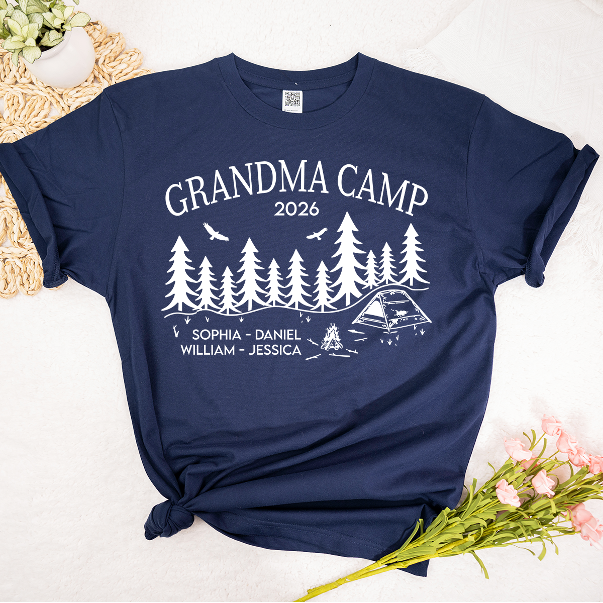 Grandma Camp Shirt 2026, Custom Grandma Camping T-Shirt with Grandchildren Names, Nature Lover Gift for Grandma