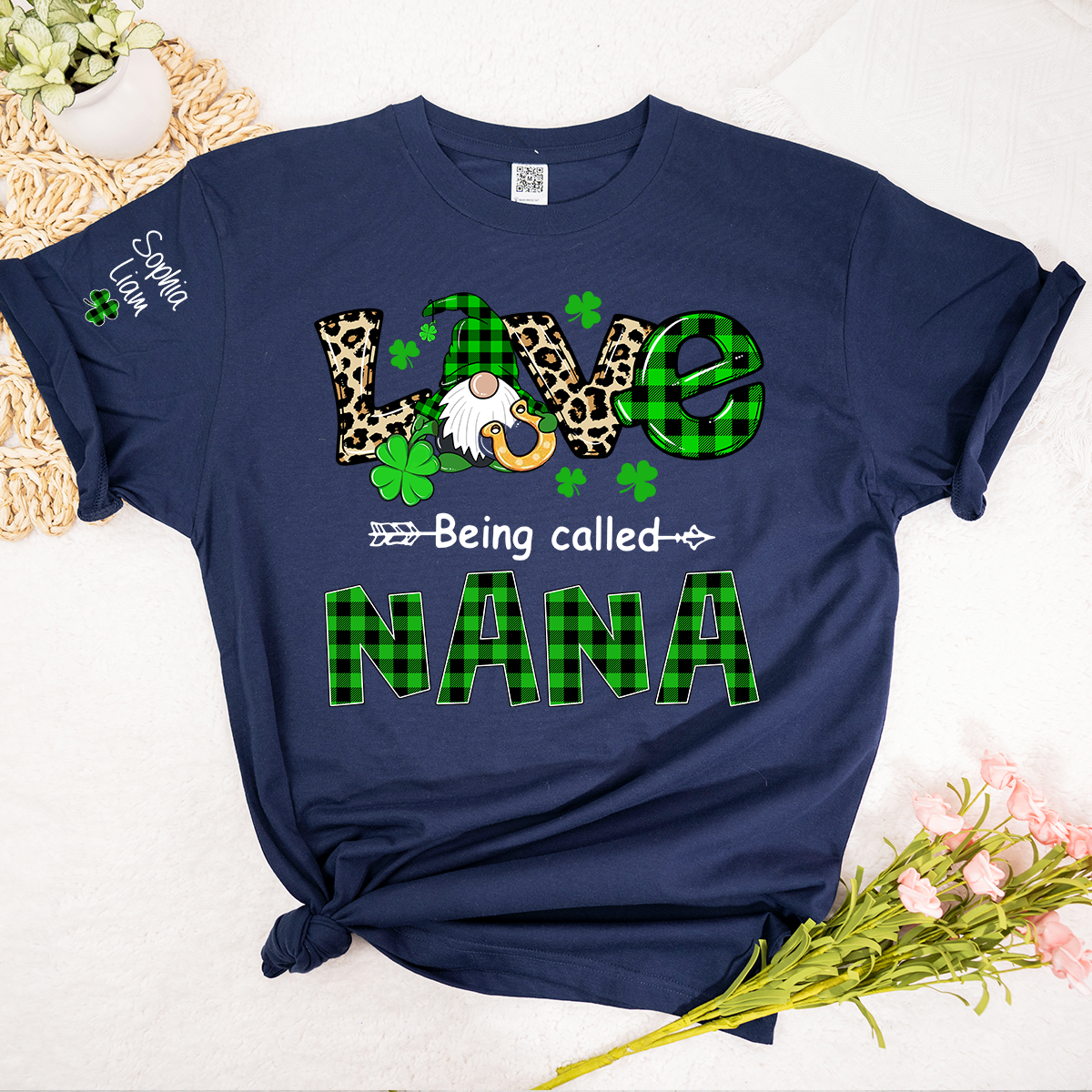 Nana St Patrick’s Day Shirt, Love Being Called Nana with Shamrocks and Gnome, Custom Grandma Shirt from Kids