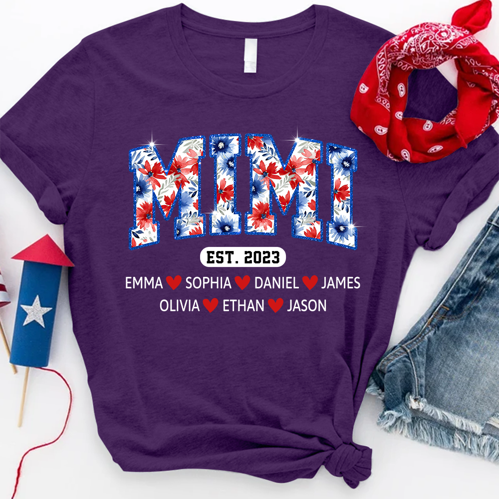 Mimi Floral Est Glitter, Custom Grandma With Kids, Mother's Day TH T-Shirt