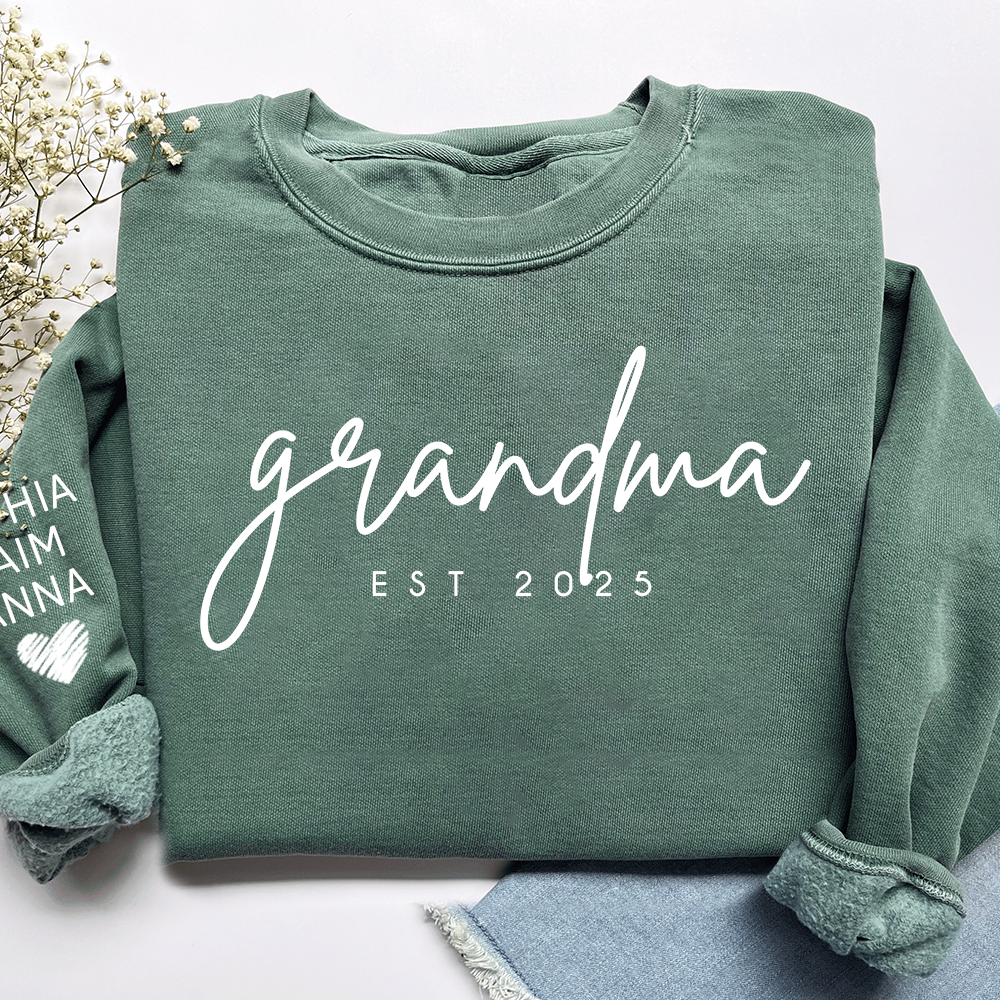 Personalized Grandma Est Sweatshirt, Gifts for Grandma, Custom Grandma and Grandchild Names