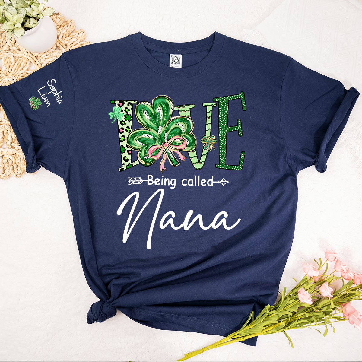 Personalized Nana Shirt St Patricks Day Shamrock Design, Custom Nana T Shirt With Names