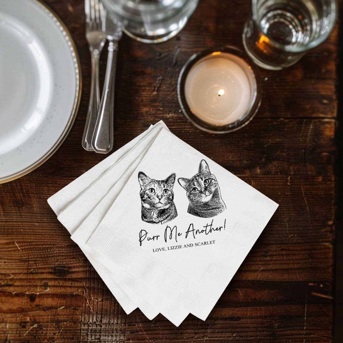 Custom Pet Cocktail Napkins, Dog Wedding Napkins, Custom Pet Cocktail Napkins, Customized Pet Napkins, Custom Pet Portrait Wedding Napkins