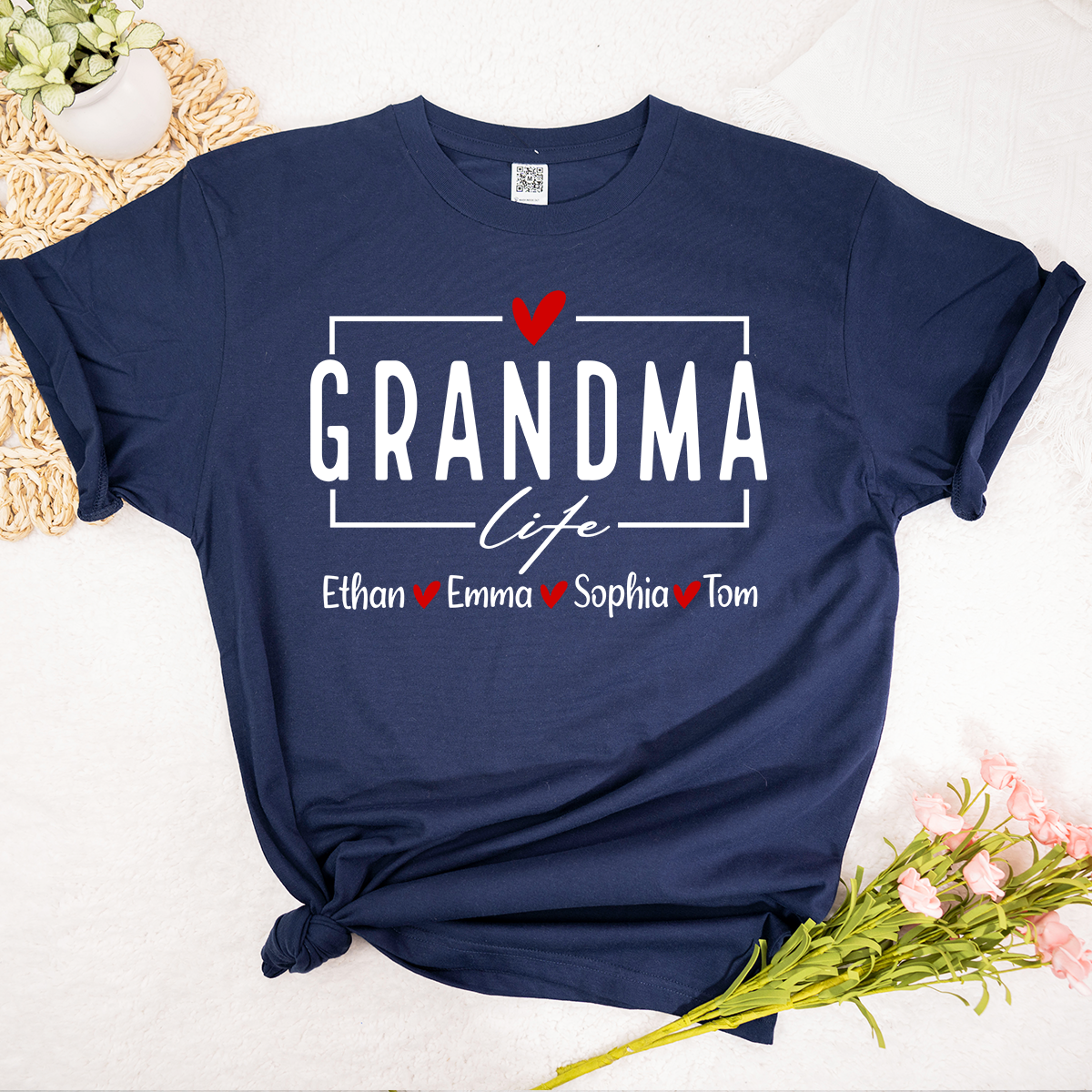 Grandma Life Shirt, Personalized Grandma T-Shirt with Kids' Names, Custom Family Apparel, Sentimental Gift for Grandmother