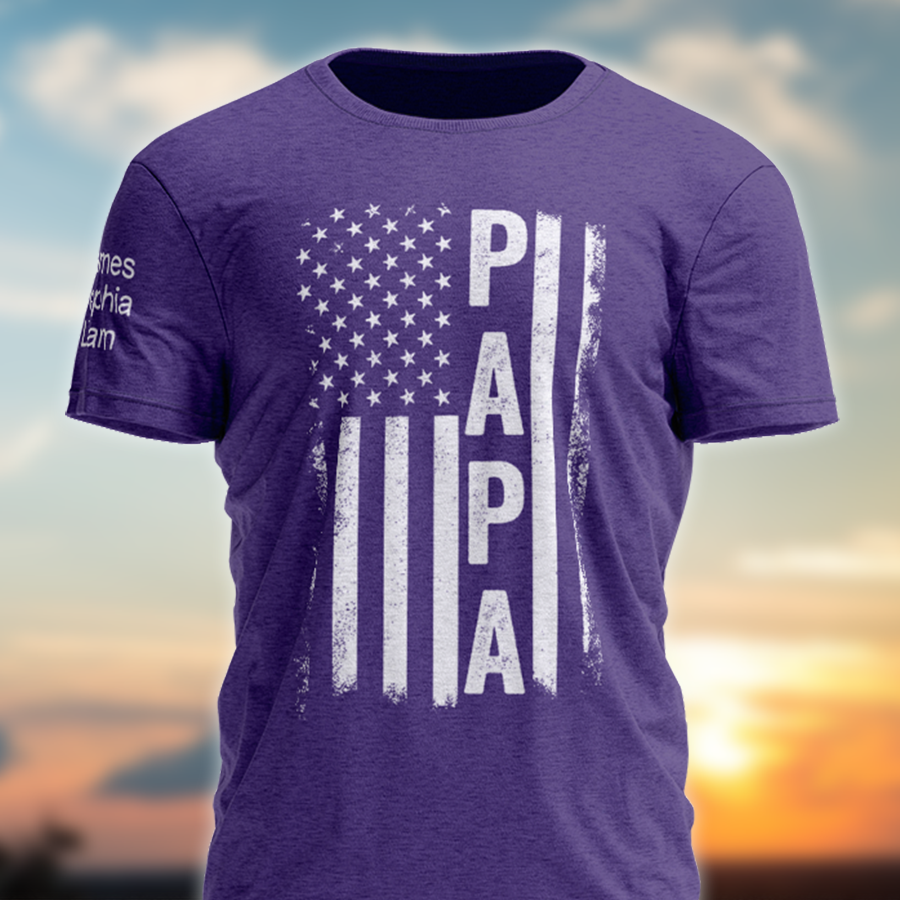 Custom Papa American Flag With Kid Father's Day TH