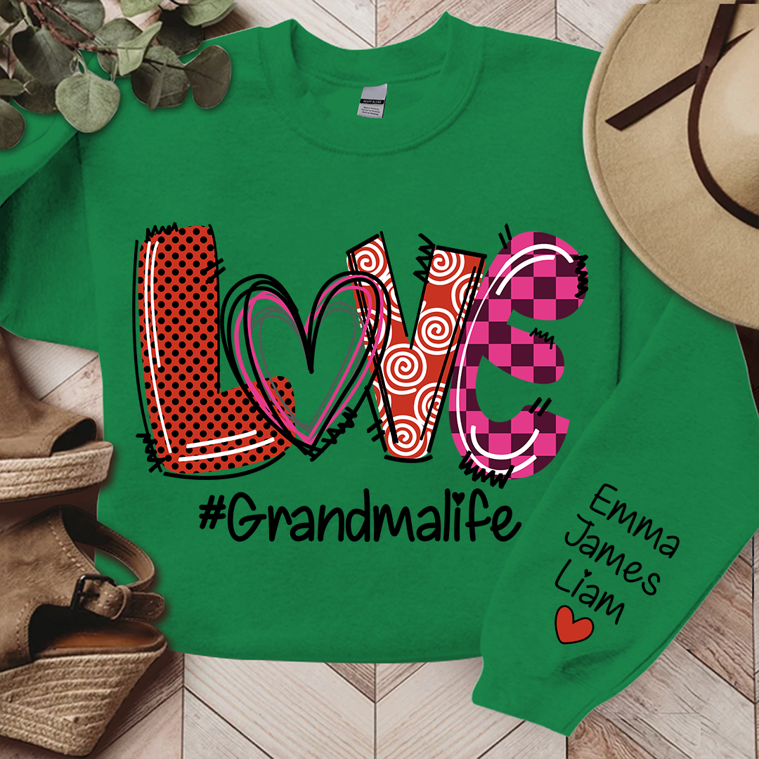Personalized Love Valentine Grandma Life With Kids, Gift For Grandma Valentine TH Sweatshirt