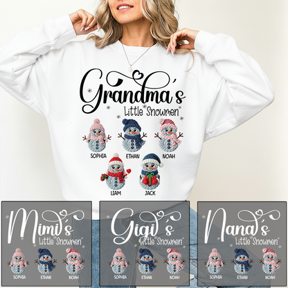 Personalized Grandma’s Little Snowmen Sweatshirt, Custom Christmas Gift with Kids’ Names