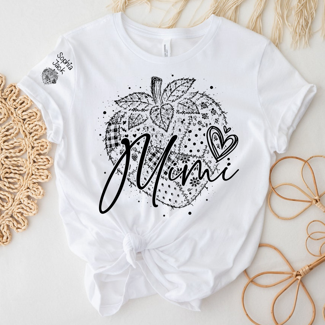 Custom Mimi Shirt with Strawberry Design, Personalized Grandma or Mom Tee Gift For Grandma And Kids