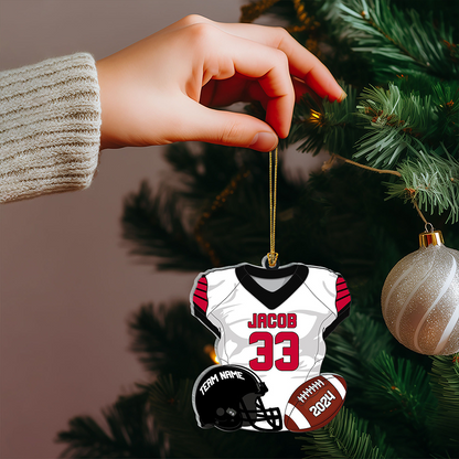 Personalized Football Jersey Acrylic Ornament 2025, Custom Name, Number & Team Christmas Tree Decoration Gift