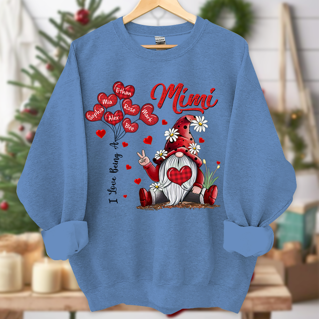 I Love Being A Mimi Gnome Heart With Grandkids Sweatshirt