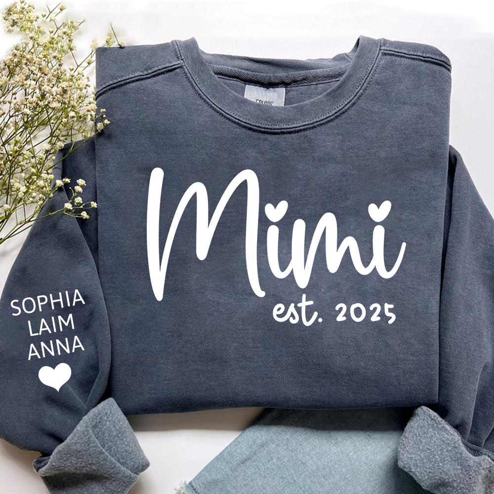 Personalized Mimi Sweatshirt, Custom Est. 2025 Grandma Gift with Kids’ Names
