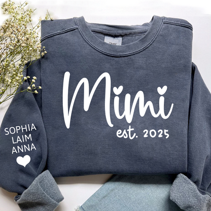 Personalized Mimi Sweatshirt, Custom Est. 2025 Grandma Gift with Kids’ Names