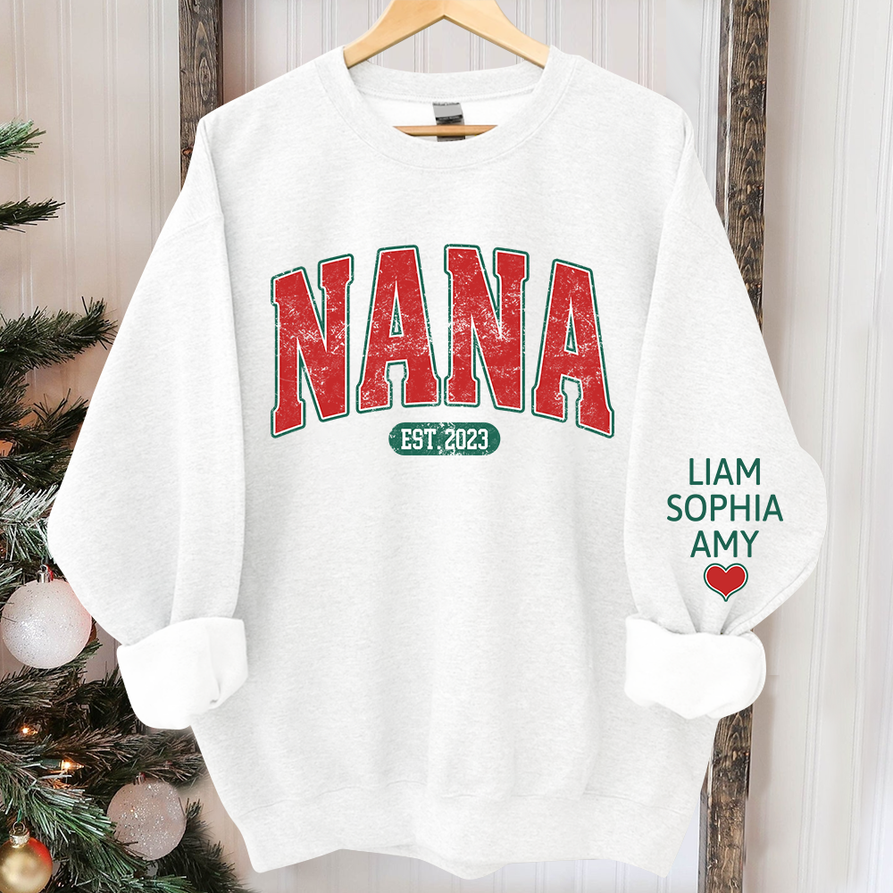 Personalized Nana Christmas With Grandkids Sweatshirt