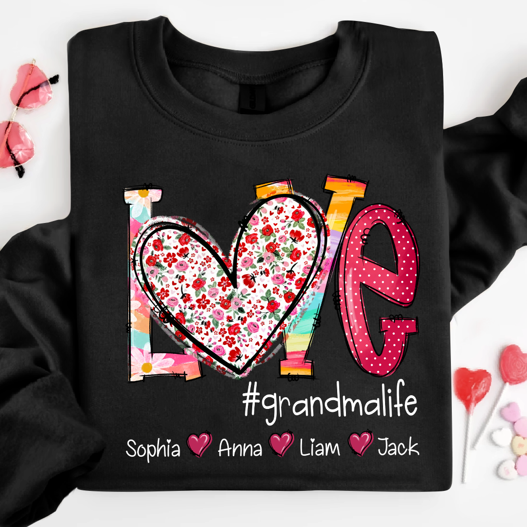 Valentine Heart Custom Name Grandma And Kids LTP01