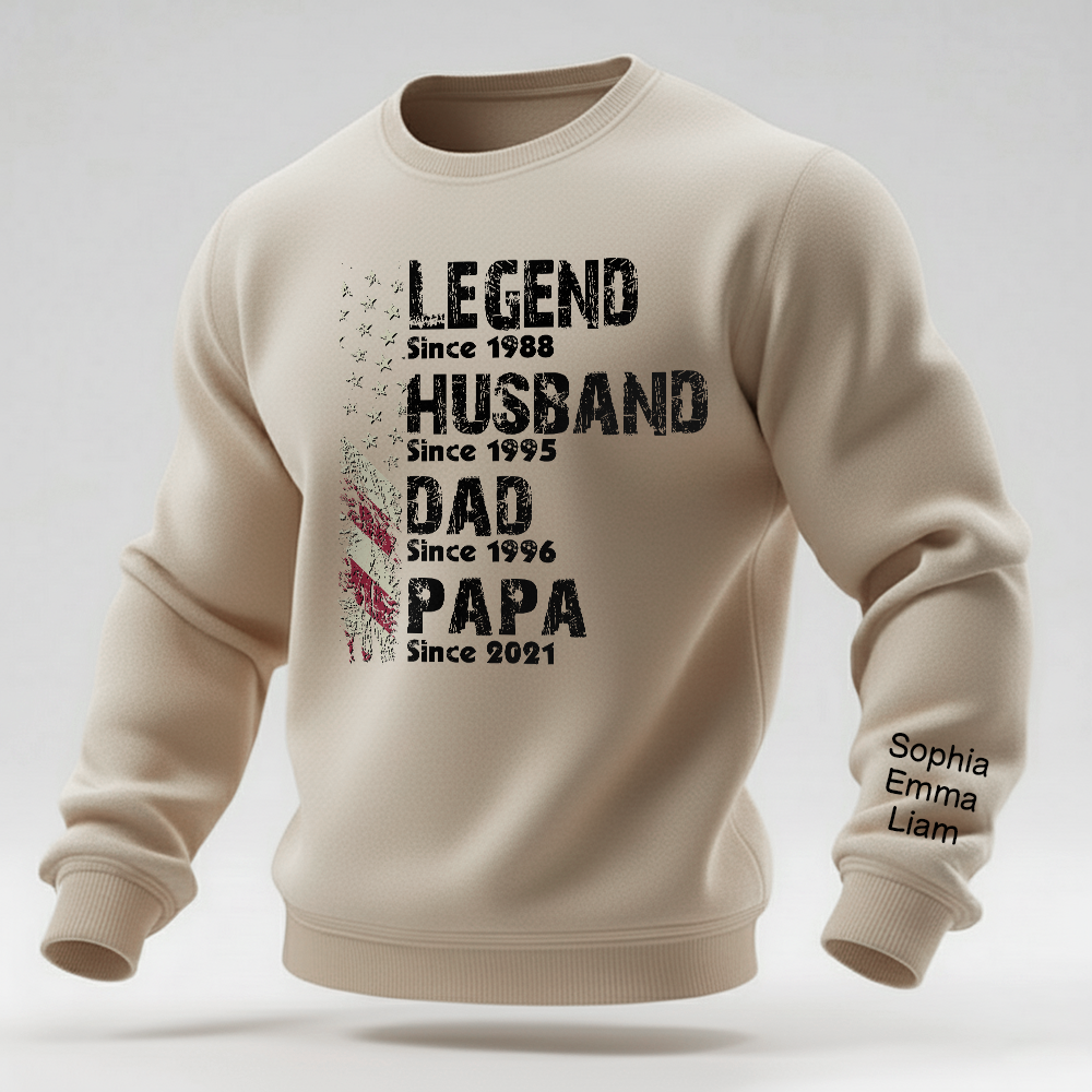 Personalized Papa Sweatshirt Legend Husband Dad Papa Since with Custom Years and Names