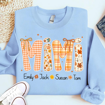 Custom Grandma Name, Preppy Floral Fall Mimi Bundle For Gift Mimi And Kids