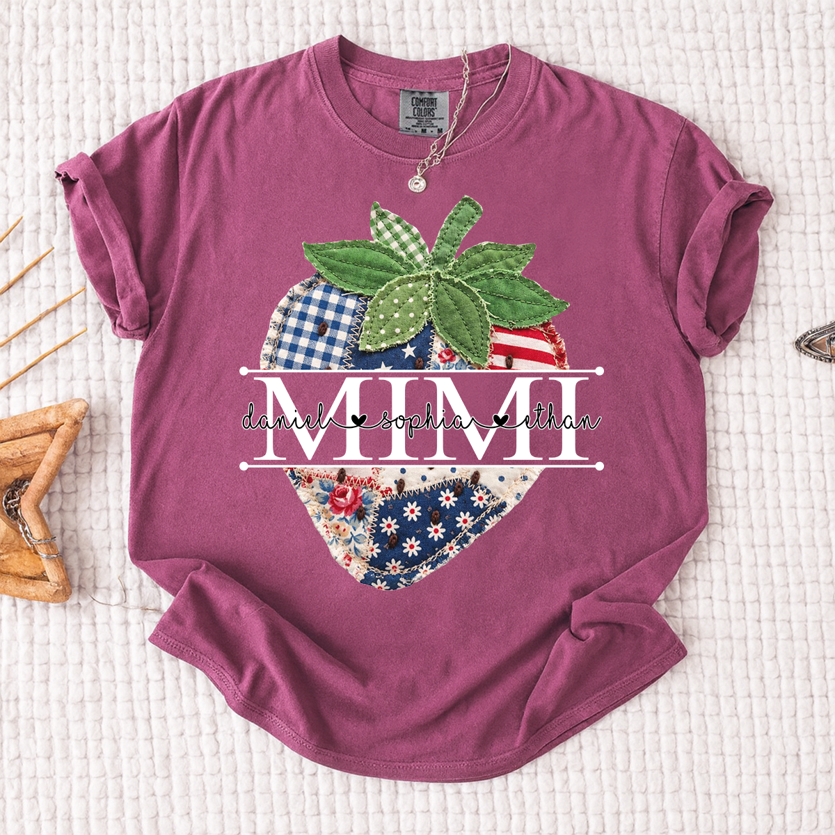 Comfort Colors® Personalized Mimi 4th of July Shirt, Cute Patriotic Grandma Strawberry Tee