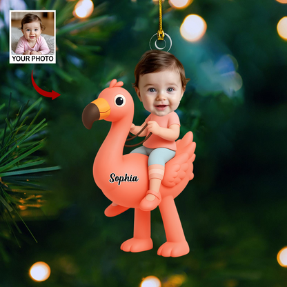Personalized Flamingo Ornament 2025 – Custom Photo Christmas Tree Decoration, Cute Gift for Kids and Families Ornament
