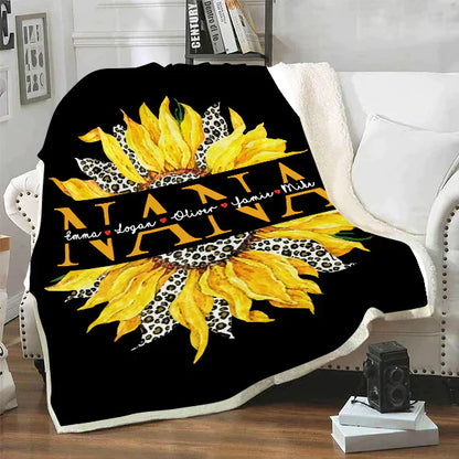 Personalized Sunflower Grandma Blanket, Sunflower Blanket, Grandmother Blanket, Mimi Nana Blanket, Mother's Day Blanket