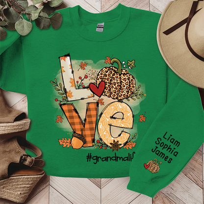 Love Grandma Life Pumpkin Fall Autumn, Custom Grandma And Grandkids, Grandma Gift, Autumn Gift TH Sweatshirt