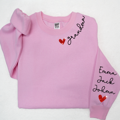 Valentine Glitter Heart Grandma And Kids LTP01