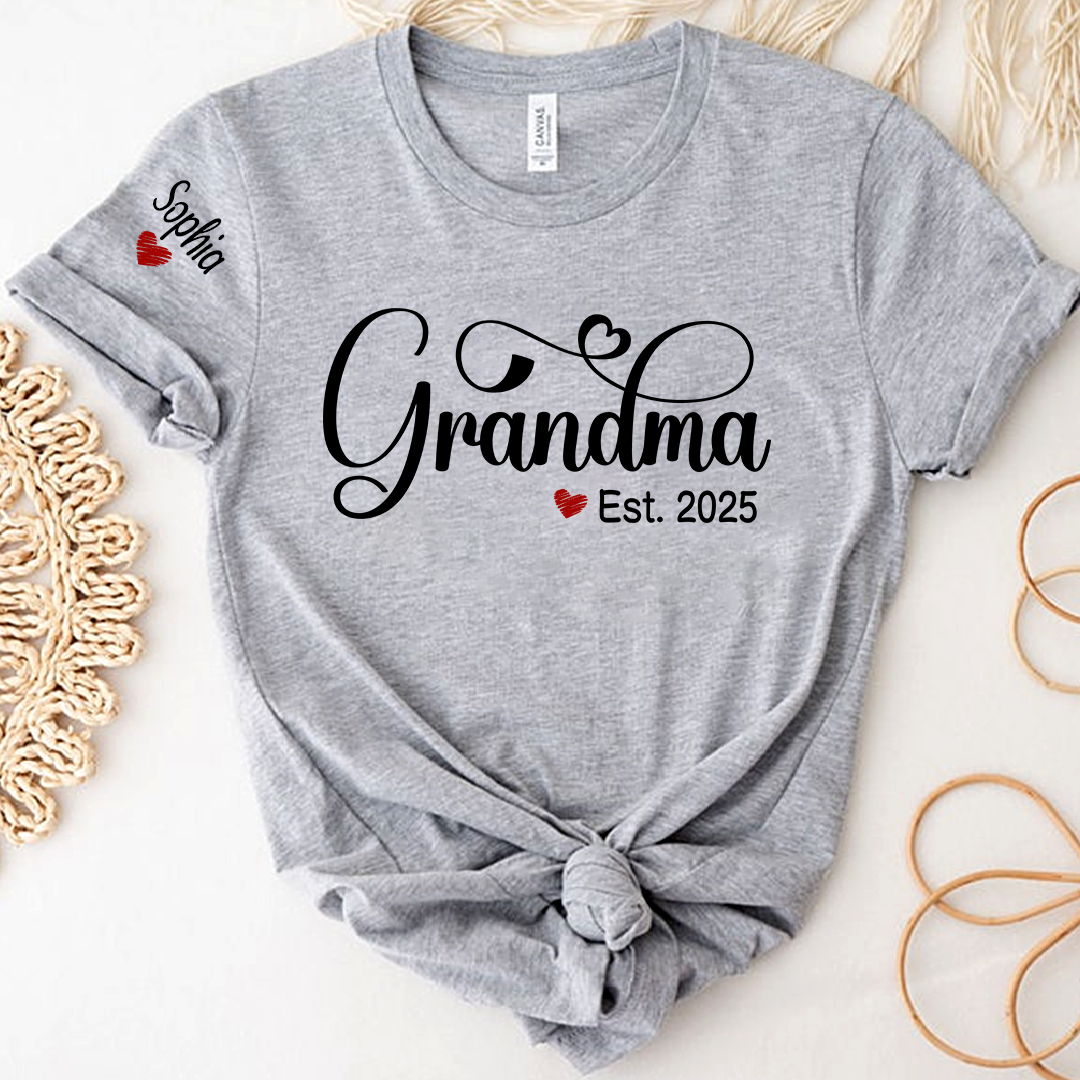 Grandma Gifts Personalized Grandma Est Shirt, Custom T-Shirts For Grandma And Kids 2025