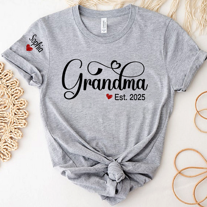 Grandma Gifts Personalized Grandma Est Shirt, Custom T-Shirts For Grandma And Kids 2025