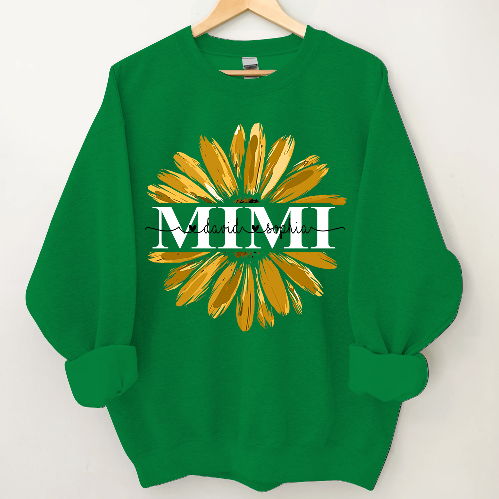 Mimi Yellow Daisy Flower With Grandkids Sweatshirt