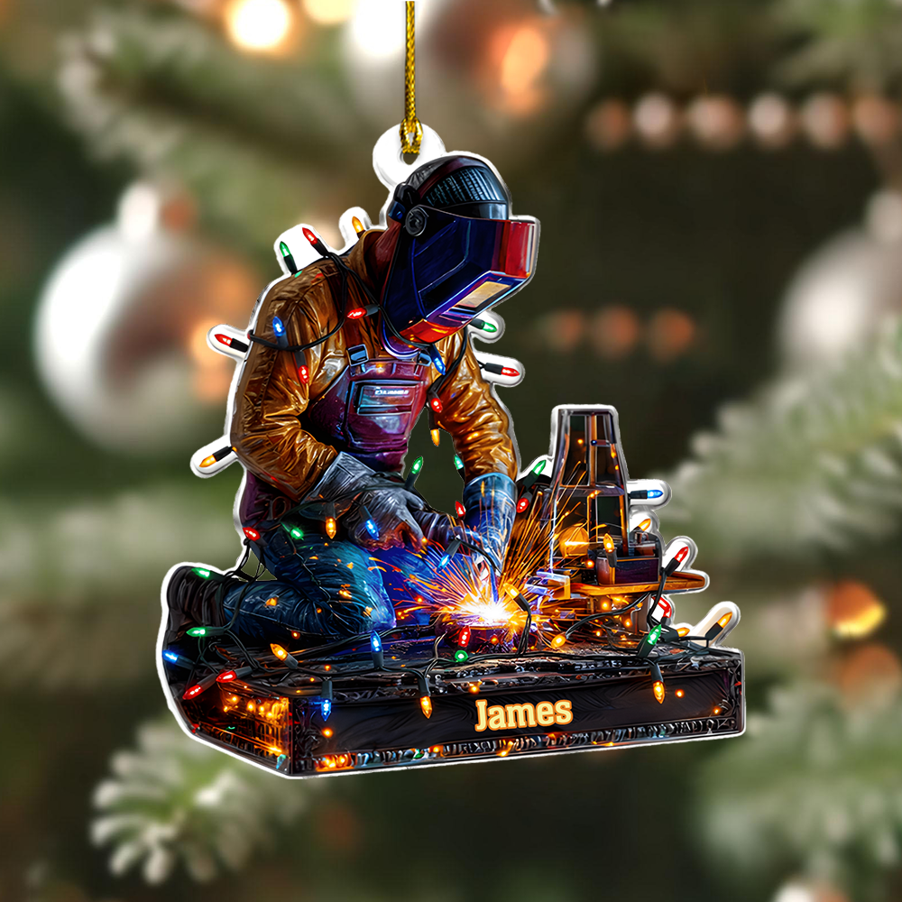 Personalized Welder Ornament 2025 – Custom Welding Ornament with Name, Christmas Gift for Metalworker or Machinist Ornament