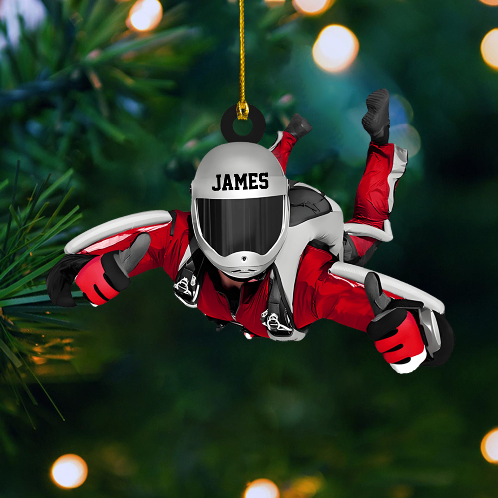 Personalized Skydiver Ornament 2025 – Custom Name Parachuting Christmas Tree Decoration for Adventure Lovers Ornament